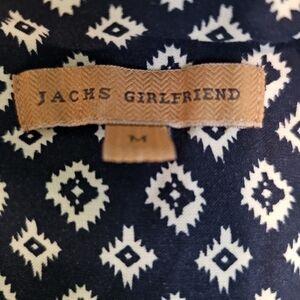 Jachs Girlfriend Navy Geometric Print Button-Up Tunic Shirt Women's Size M